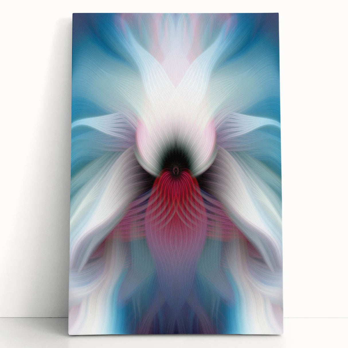 Large Abstract Wall Art – Ethereal Floral Motion in Blue & Pink