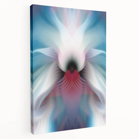 Large Abstract Wall Art – Ethereal Floral Motion in Blue & Pink