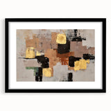 Abstract Wall Art – Gold & Earthy Geometric Textured Canvas