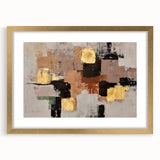 Abstract Wall Art – Gold & Earthy Geometric Textured Canvas