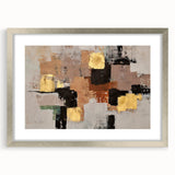 Abstract Wall Art – Gold & Earthy Geometric Textured Canvas