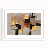 Abstract Wall Art – Gold & Earthy Geometric Textured Canvas