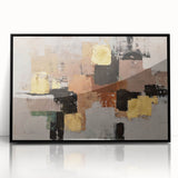 Abstract Wall Art – Gold & Earthy Geometric Textured Canvas