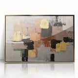 Abstract Wall Art – Gold & Earthy Geometric Textured Canvas
