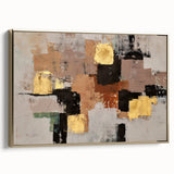 Abstract Wall Art – Gold & Earthy Geometric Textured Canvas