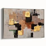 Abstract Wall Art – Gold & Earthy Geometric Textured Canvas