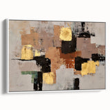 Abstract Wall Art – Gold & Earthy Geometric Textured Canvas
