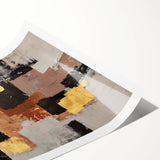 Abstract Wall Art – Gold & Earthy Geometric Textured Canvas