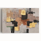 Abstract Wall Art – Gold & Earthy Geometric Textured Canvas