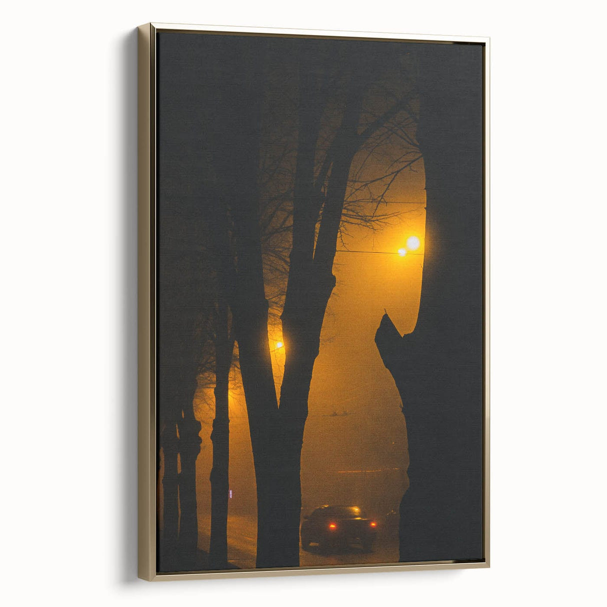 Modern urban landscape art – Moody night road with car and lights