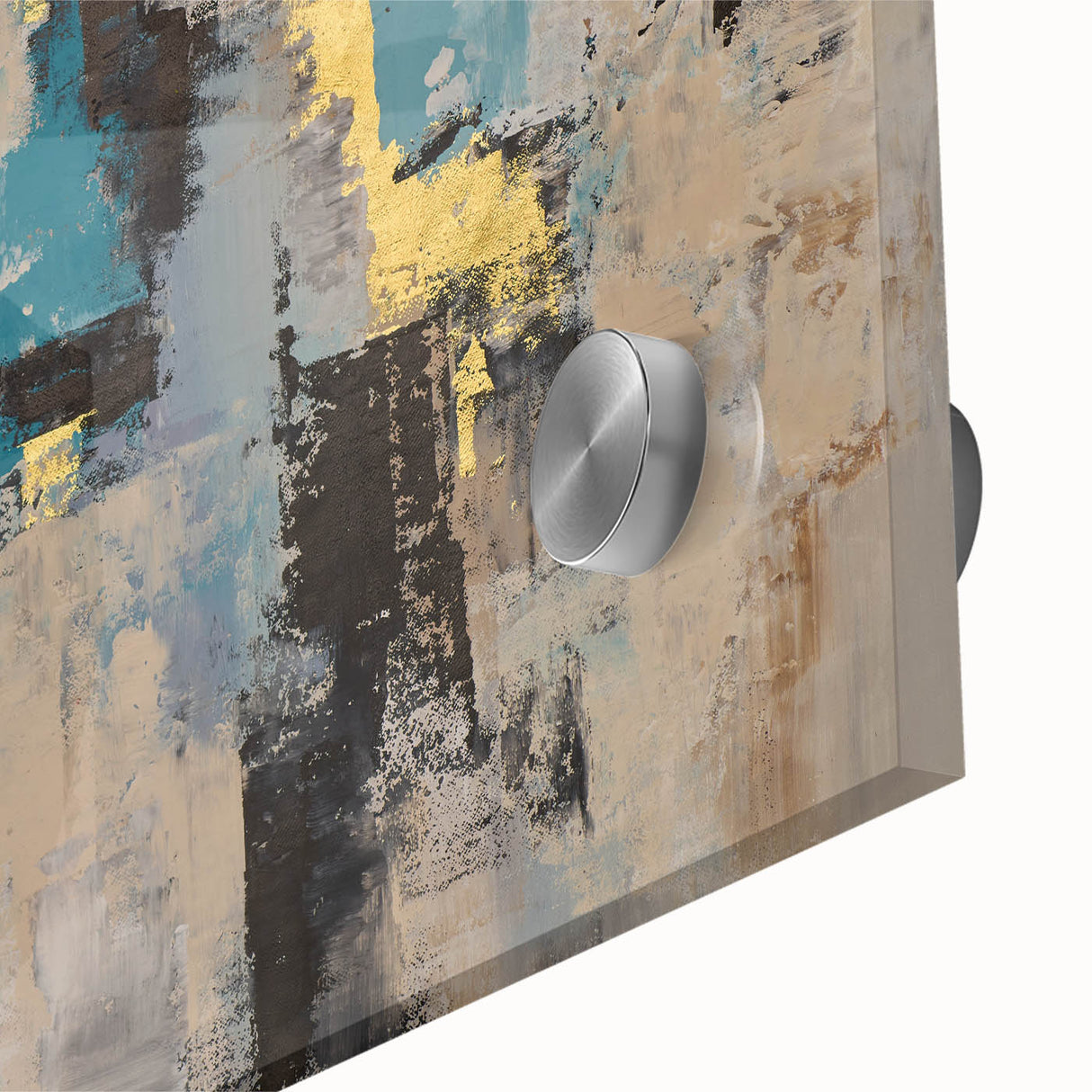 Textured Teal & Gold – Earthen Harmony Modern Abstract Art Print