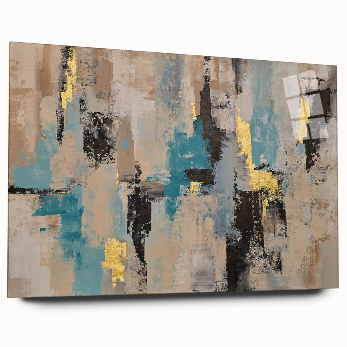 Textured Teal & Gold – Earthen Harmony Modern Abstract Art Print