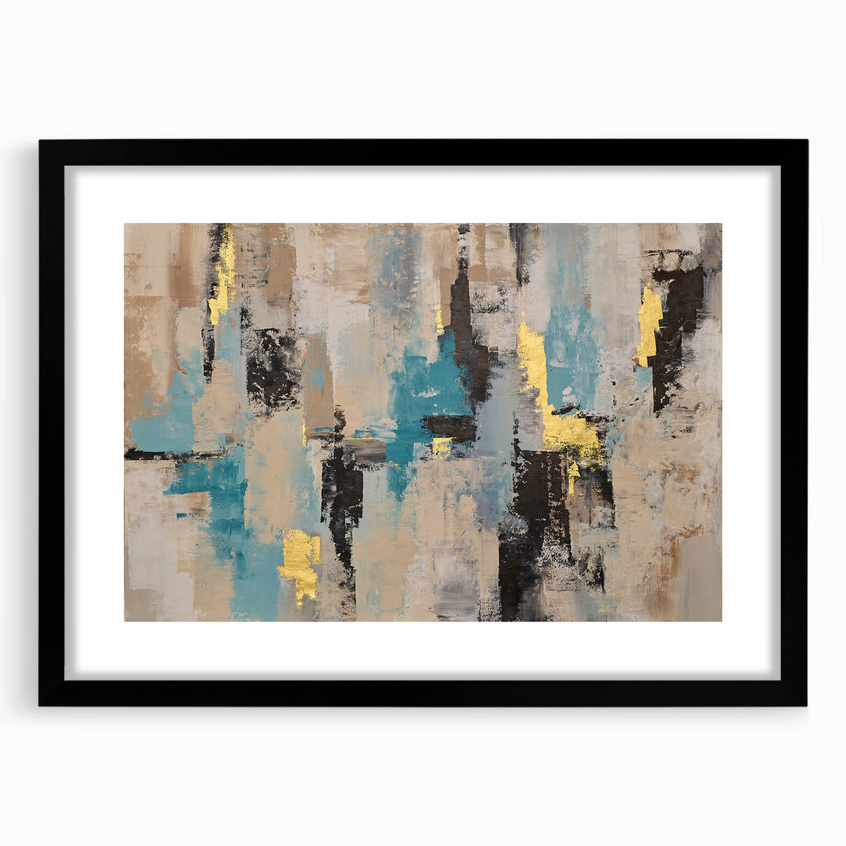 Textured Teal & Gold – Earthen Harmony Modern Abstract Art Print