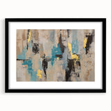 Textured Teal & Gold – Earthen Harmony Modern Abstract Art Print