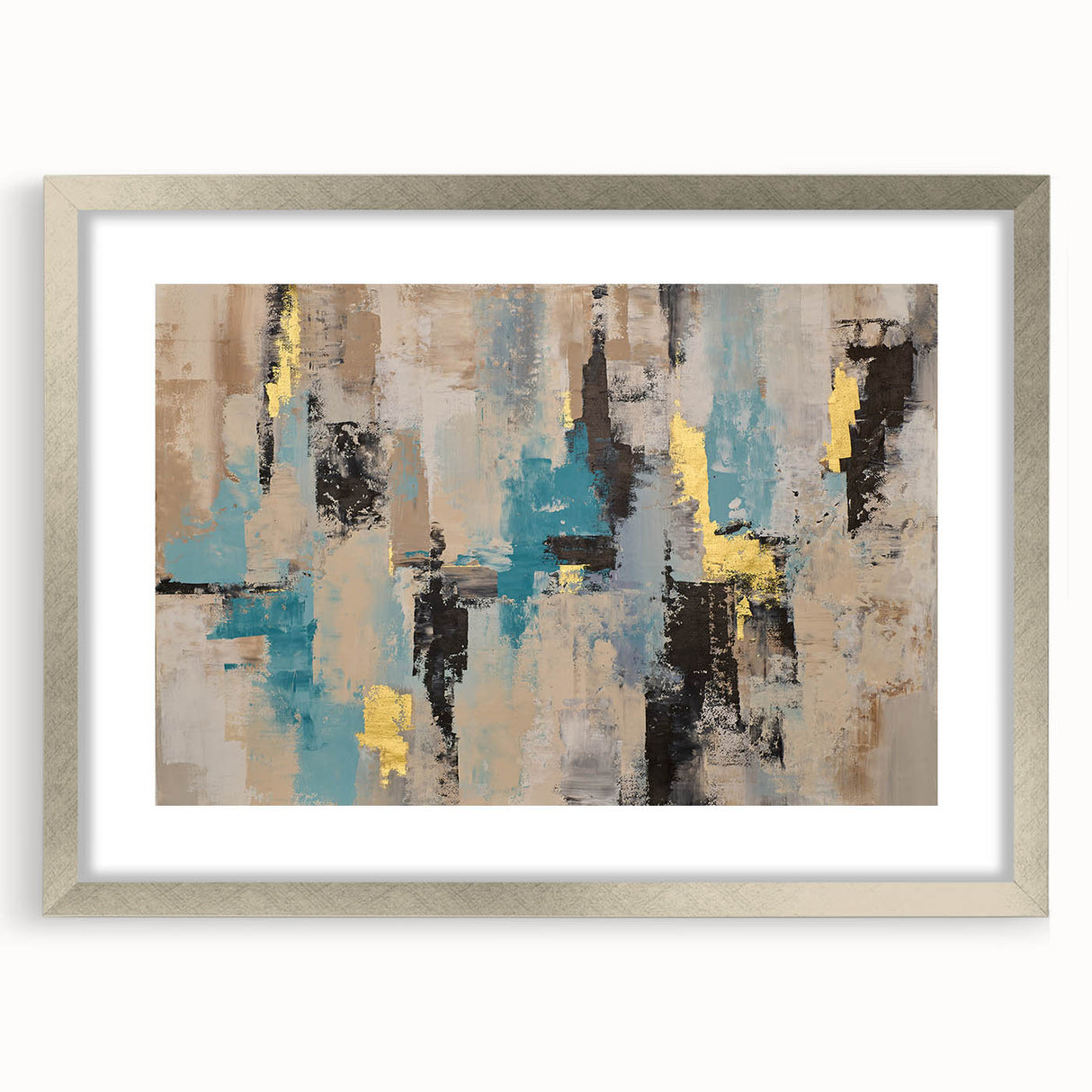 Textured Teal & Gold – Earthen Harmony Modern Abstract Art Print