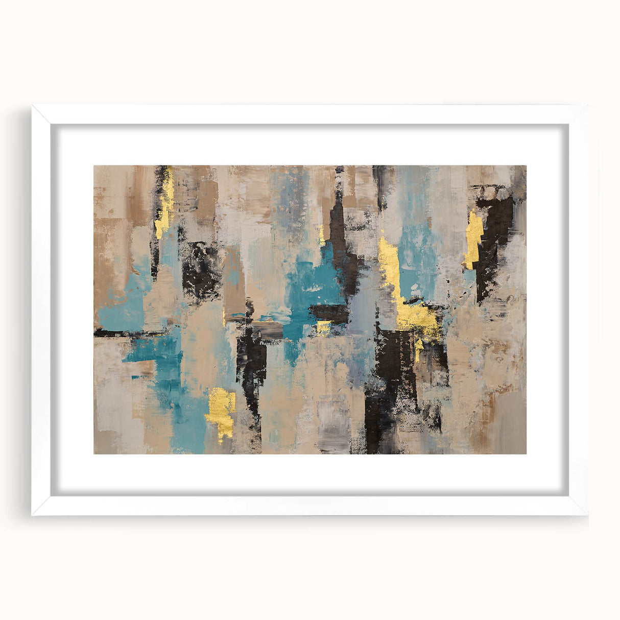 Textured Teal & Gold – Earthen Harmony Modern Abstract Art Print