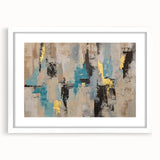 Textured Teal & Gold – Earthen Harmony Modern Abstract Art Print