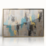 Textured Teal & Gold – Earthen Harmony Modern Abstract Art Print