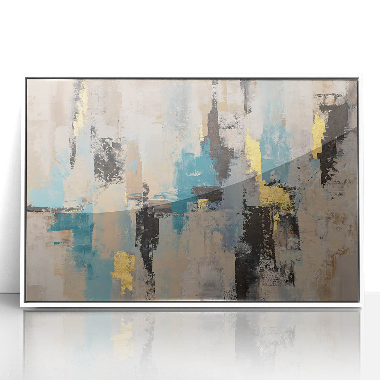 Textured Teal & Gold – Earthen Harmony Modern Abstract Art Print