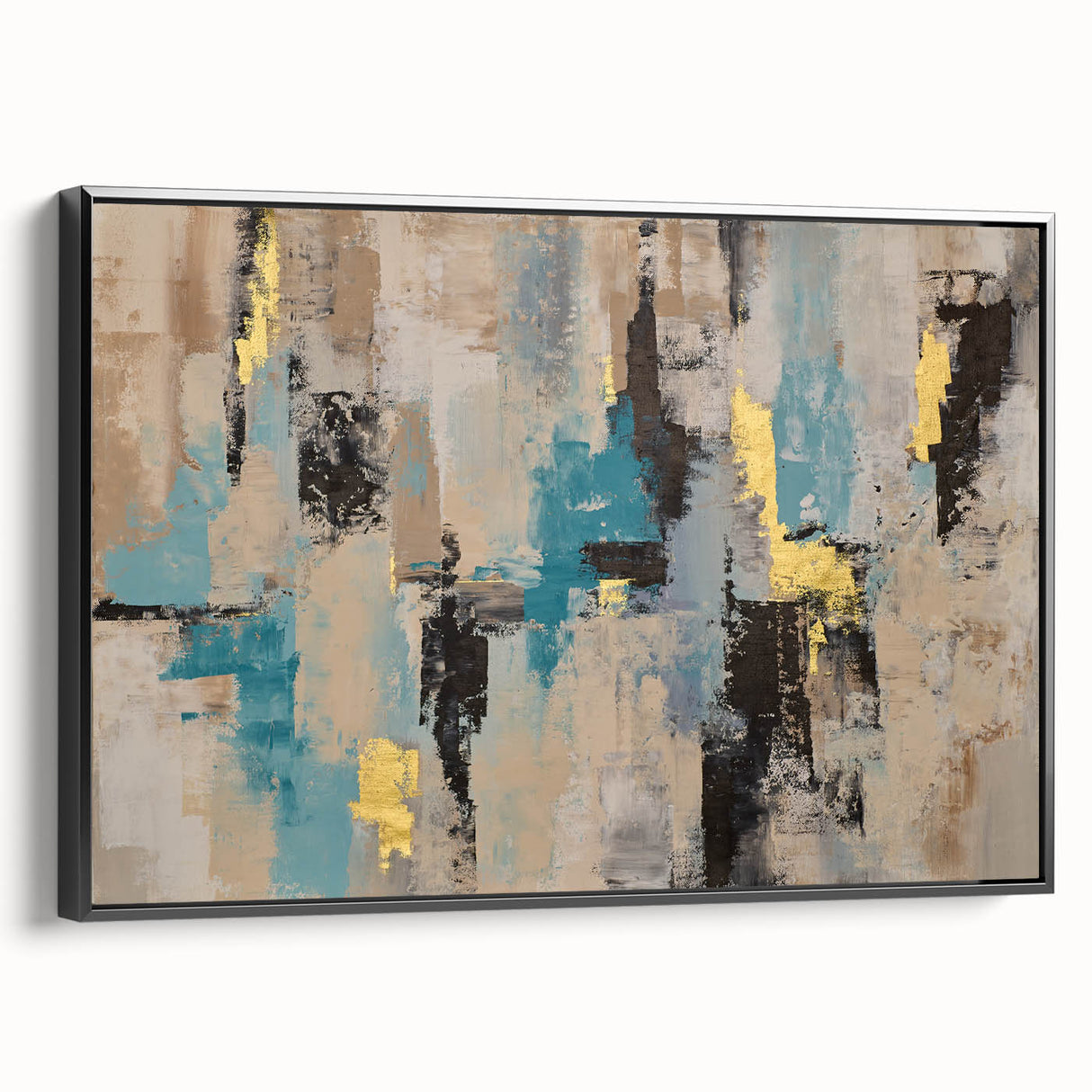 Textured Teal & Gold – Earthen Harmony Modern Abstract Art Print