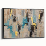 Textured Teal & Gold – Earthen Harmony Modern Abstract Art Print