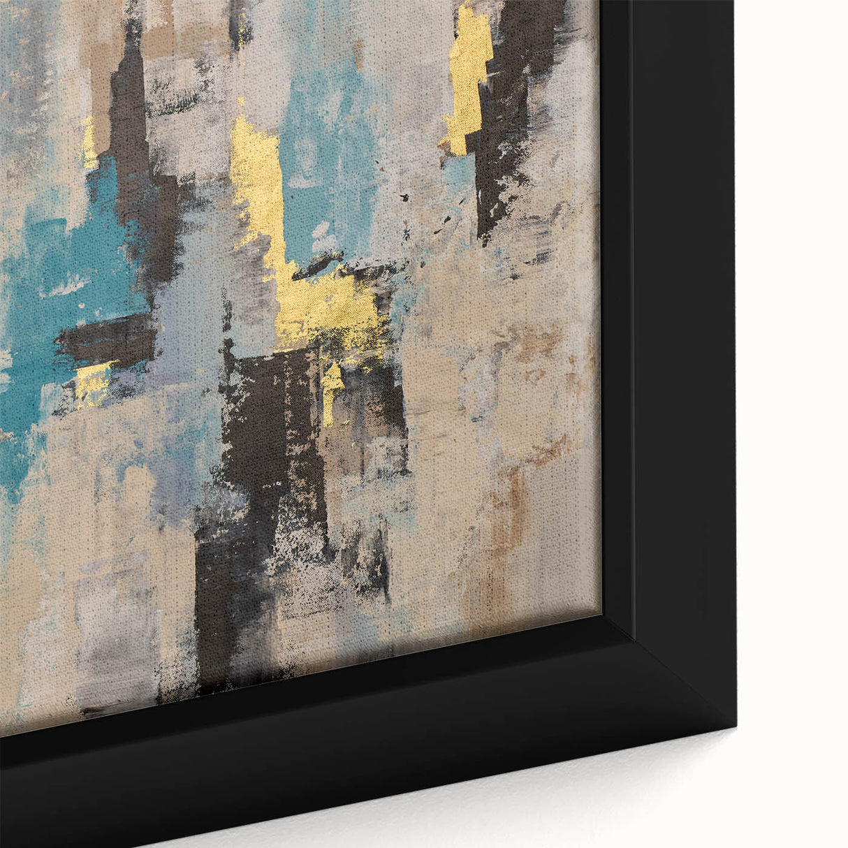 Textured Teal & Gold – Earthen Harmony Modern Abstract Art Print
