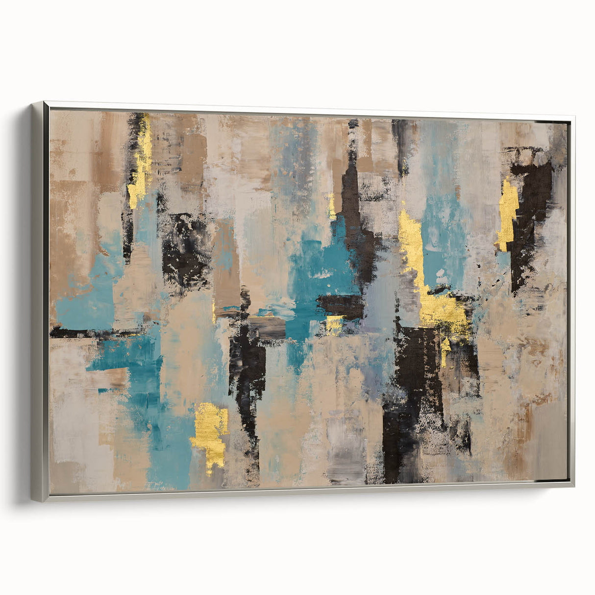 Textured Teal & Gold – Earthen Harmony Modern Abstract Art Print