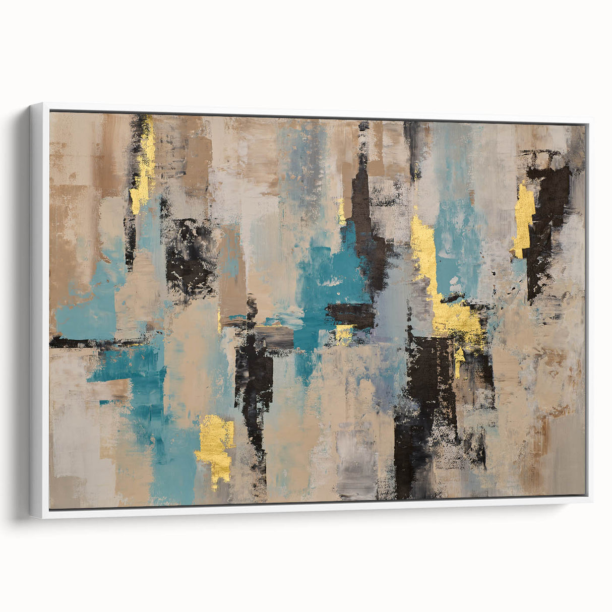 Textured Teal & Gold – Earthen Harmony Modern Abstract Art Print
