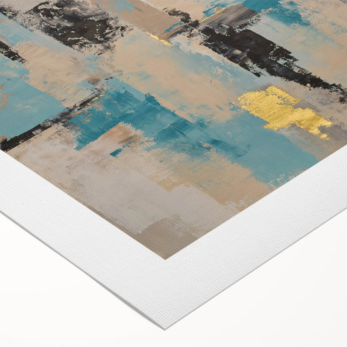Textured Teal & Gold – Earthen Harmony Modern Abstract Art Print