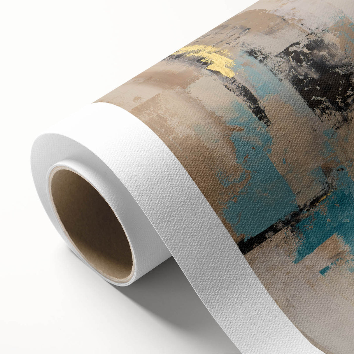 Textured Teal & Gold – Earthen Harmony Modern Abstract Art Print