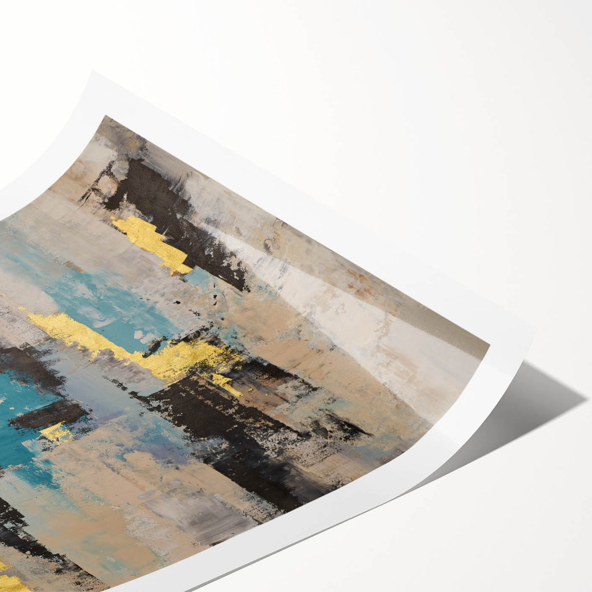 Textured Teal & Gold – Earthen Harmony Modern Abstract Art Print