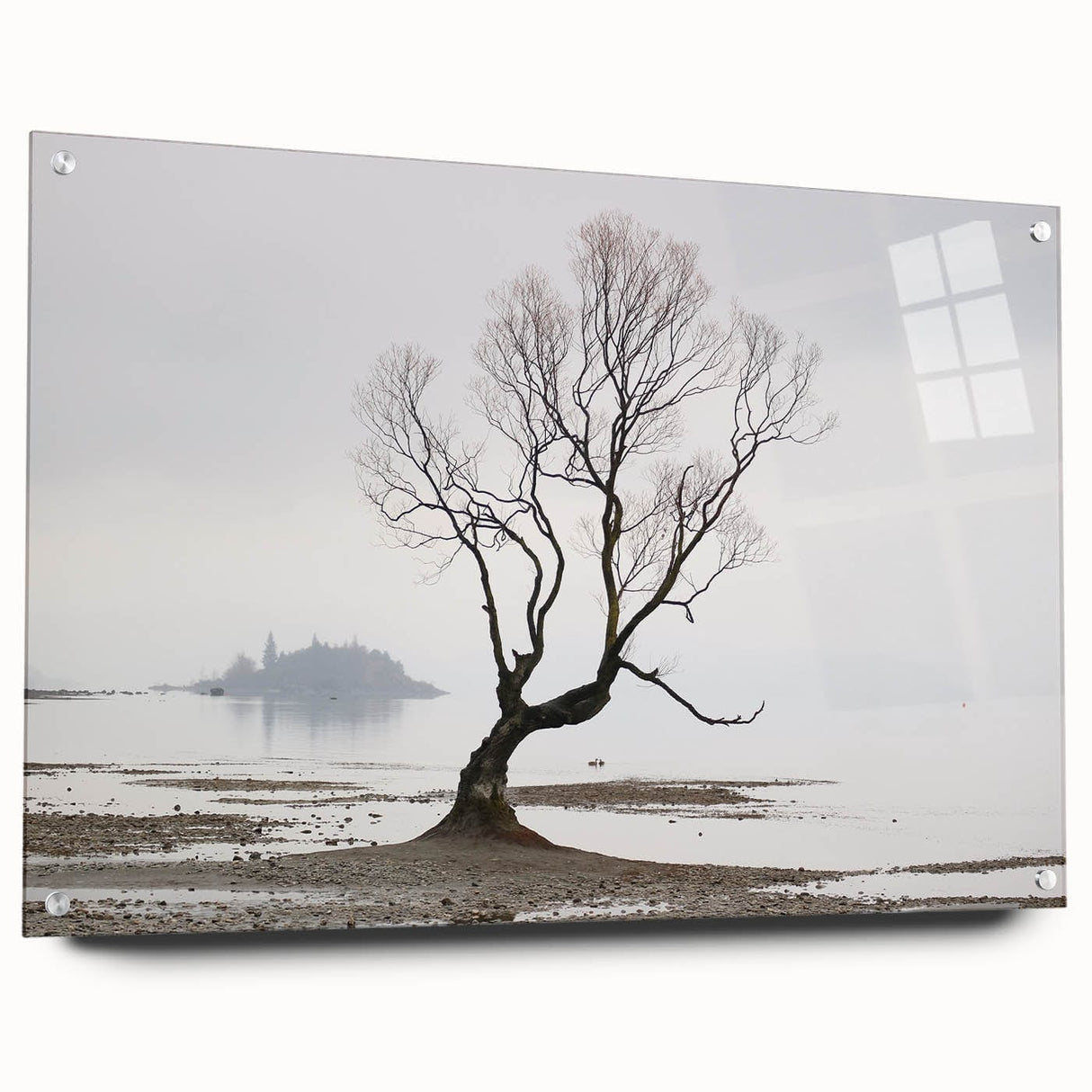 Moody Modern Wall Art – Minimalist Lone Tree & Misty Landscape