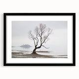 Moody Modern Wall Art – Minimalist Lone Tree & Misty Landscape