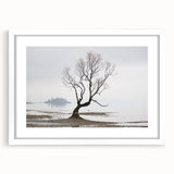 Moody Modern Wall Art – Minimalist Lone Tree & Misty Landscape