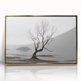 Moody Modern Wall Art – Minimalist Lone Tree & Misty Landscape