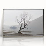 Moody Modern Wall Art – Minimalist Lone Tree & Misty Landscape