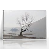 Moody Modern Wall Art – Minimalist Lone Tree & Misty Landscape