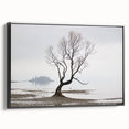 Moody Modern Wall Art – Minimalist Lone Tree & Misty Landscape