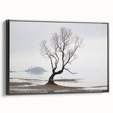 Moody Modern Wall Art – Minimalist Lone Tree & Misty Landscape
