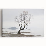 Moody Modern Wall Art – Minimalist Lone Tree & Misty Landscape