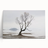 Moody Modern Wall Art – Minimalist Lone Tree & Misty Landscape