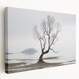 Moody Modern Wall Art – Minimalist Lone Tree & Misty Landscape