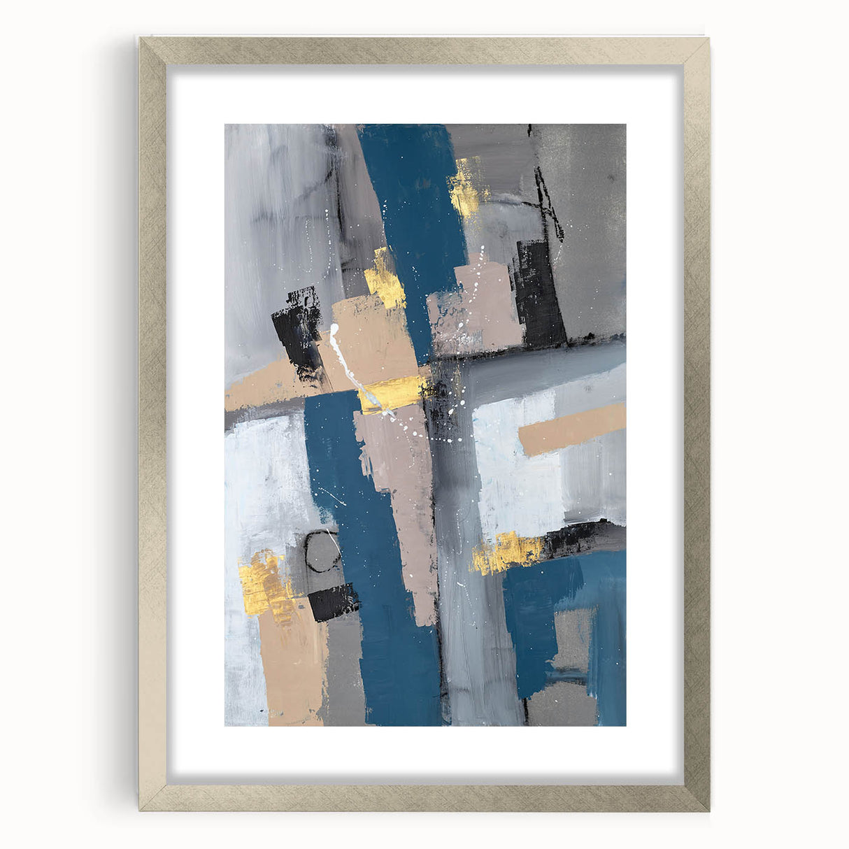 Geometric Contrast Flow – Earthen Harmony Neutral Abstract Prints