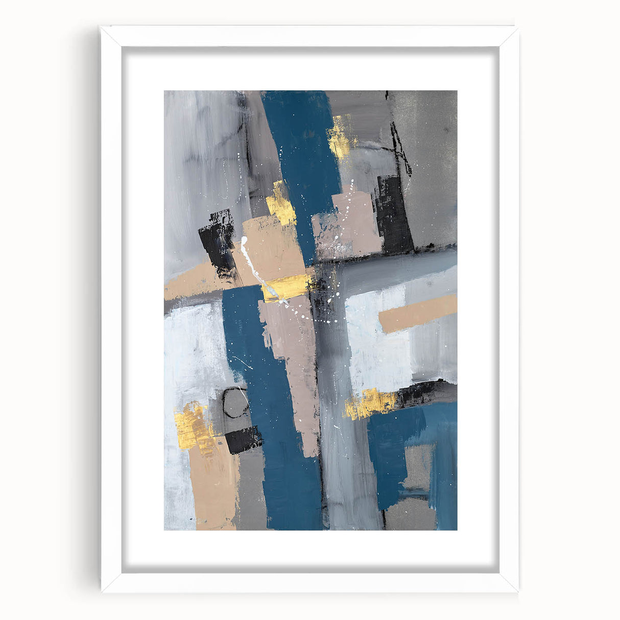 Geometric Contrast Flow – Earthen Harmony Neutral Abstract Prints
