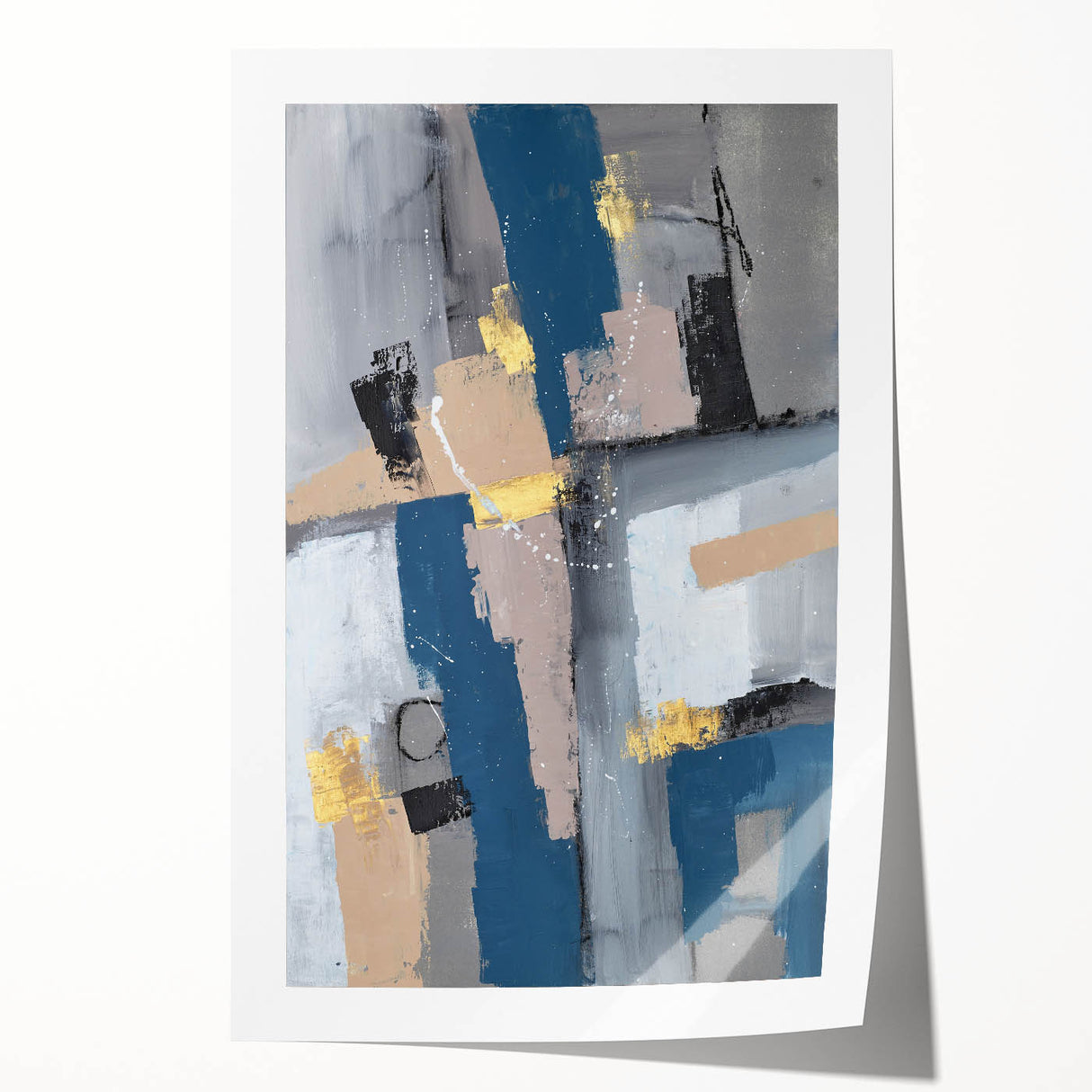 Geometric Contrast Flow – Earthen Harmony Neutral Abstract Prints