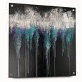 Abstract Canvas Wall Art – Dripping Teal & Purple Moody Painting