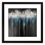 Abstract Canvas Wall Art – Dripping Teal & Purple Moody Painting