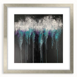 Abstract Canvas Wall Art – Dripping Teal & Purple Moody Painting