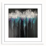 Abstract Canvas Wall Art – Dripping Teal & Purple Moody Painting