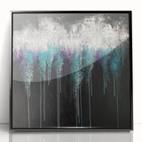 Abstract Canvas Wall Art – Dripping Teal & Purple Moody Painting